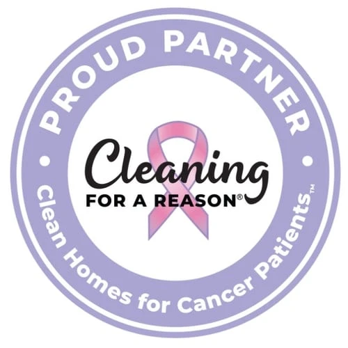 Proud partner badge — Cleaning for a Reason (cancer patient support cleaning program)